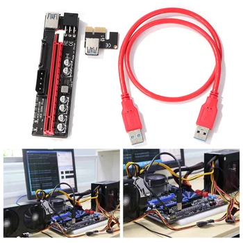 009S Plusz Kelő Kártya, USB 3.0 Kábel PCI Express PCIE 1X, hogy 16X Extender SATA 15Pin, hogy 6pin Adapter GPU-Bitcoin-Bányász Bányász