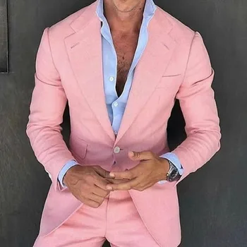 2023 Új Érkezés Esküvői Ruhák Pink Bevágott Hajtóka Üzleti Alkalmi Hivatalos Jelmez Homme Slim Fit 2 Db Szett Kabát, Nadrág