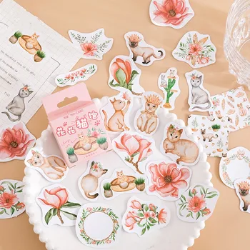 40Packs nagykereskedelmi Aranyos Macska Dobozos Washi Matricák Kreatív DIY Scrapbooking Papír Napló Tervező Esküvői Album Tömítő Dekoráció