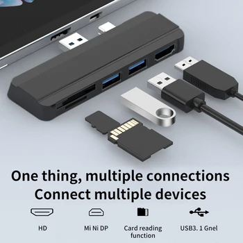 5 az 1-ben USB Dokkoló Állomás a Surface Pro 5 Pro 4 Pro 3 Hub Dokkoló Állomás, a 4K, HDMI-kompatibilis USB 3.0 TF Slot