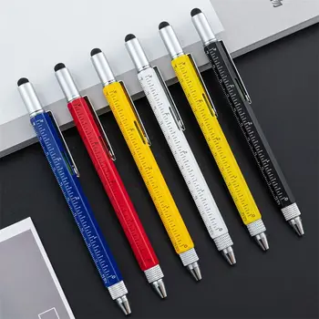 6in1 Multi-funkcionális Kapacitív Toll, Csavarhúzó 1.0 mm-es Utántöltő Golyóstoll Képernyő Touch Pen Faipari Toll, Irodai Kellékek