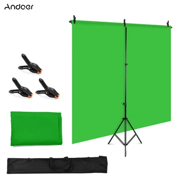 Andoer 1,5 x 2m Zöld Hátteret Képernyő Bluebox Háttér Fotózás Készlet, Állítható, a T-Alakú Háttér Álljon 3pcs Bilincsek