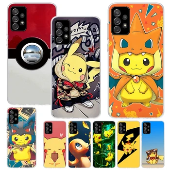 Anime Pikachue P-Pokemon Nyomtatás Puha tok Samsung Galaxy A14-es A54 A13 A53 A12 A52 Telefon Shell A24 V34 A23 A33 A04S A03S A02S