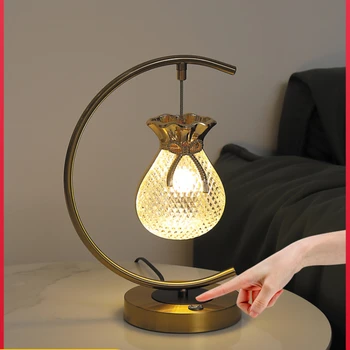 Asztali lámpa Hálószoba éjjeli egyszerű, modern luxus érintse meg tompítása újratölthető éjjeli lámpa