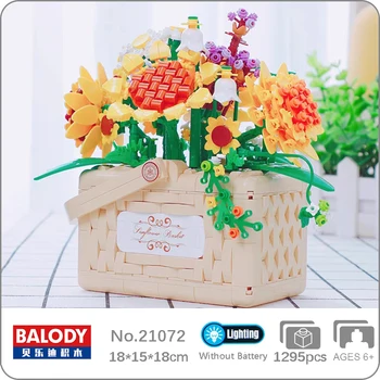 Balody 21072 Örök Virág, Napraforgó Kosár Daisy Növény Fiók LED 3D-s Mini Blokk Tégla Épület Játék a Gyermekek Számára, Nincs Doboz
