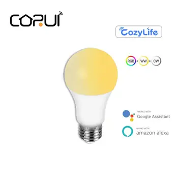 CORUI WIFI Smart Izzó Öt-így Fény RGBCW Cozylife Távirányító Lámpa Kompatibilis Alexa, a Google Haza Asszisztens