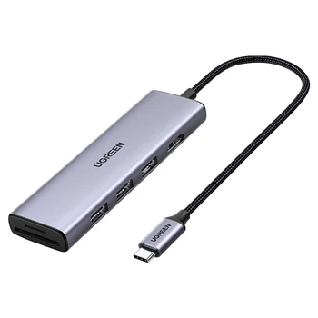 Elosztó Adapter Alumínium Ötvözet USB-Elosztó 6-os 1, 4K 60Hz adatátviteli Univerzális Számítógép, Perifériás Home Office Hordozható