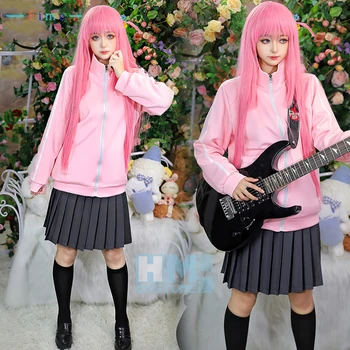 Gotoh Hitori Cosplay Jelmez Anime Bocchi A Rock Cosplay Nők Aranyos Party Kosztüm Kabát, Szoknya Halloween Egyenruhát Rendelésre Készült