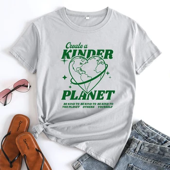 Hozzon létre Egy Kinder Bolygó póló Vintage Nők Környezeti Ing Esztétikai Elég, Hogy A Bolygó Tshirt