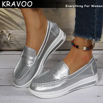 KRAVOO Női Cipő, Vegyes Színek Naplopók Női Bling Platform Cipő Designer, Slip-on Ékek Alkalmi Strand Cipő Ingázó 2023