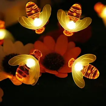 LED-es Napelemes Lámpa Kreatív LED Solar Méh fényfüzér Tündér Lámpák Kültéri Kert, Kerítés, Kerti Karácsonyi Koszorú Fények Este Lámpa
