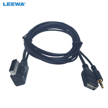 LEEWA Car Audio Zene 3,5 mm-es AUX Kábel AMI/MDI/MMI Felület USB+Töltő Audi Volkswagen Vezeték Adapter #CT6209