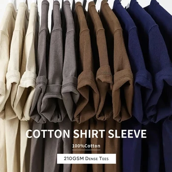 Minőségi 7.4 oz 210gsm Drop-váll T-shirt A Férfiak Nagy Méretű Rövid Ujjú Nyári Pamut Felsők egyszínű Alkalmi Férfi Póló