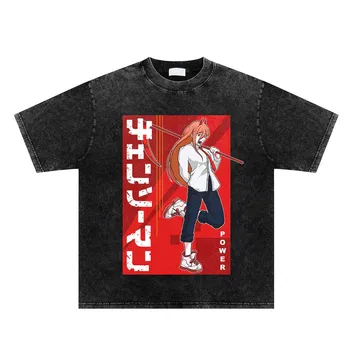 Mosott Túlméretezett Anime póló Harajuku Alkalmi Póló Férfi Hip-Hop, Klasszikus Női Streetwear Pólók, 100% Pamut póló