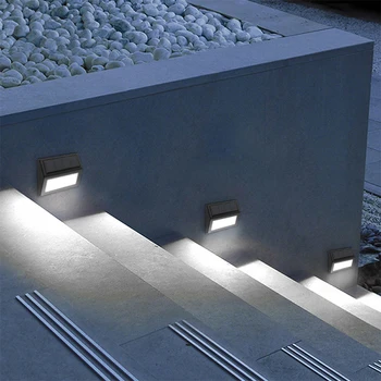 Napenergia Lépcső Világítás, 6 LED-es Napelemes Kültéri Lámpa Napelemes Fali Lámpa Vezeték nélküli, Vízálló Szolár Kerti Lámpa-Fény Érzékelő.