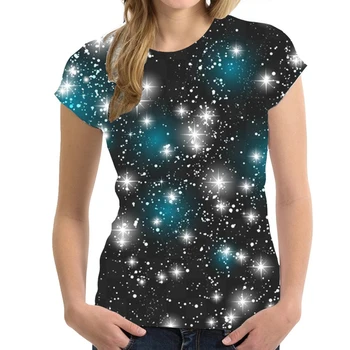 Nyári Csillagos Ég Galaxy 3D Nyomtatás Szexi póló Női póló Streetwear Túlméretezett Y2k Harajuku Sport Felsők Pólók Nő Ruházat