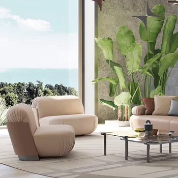 Olasz luxus bőr kanapé Egyszerű nappali high-end poszt-modern szabadidő szék kanapé fotel