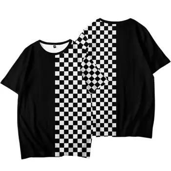 Pepita Splicing Nyomtatott Férfi Rövid Ujjú Hawaii Streetwear Férfi Blúzok, Felsők Japán Strand T-Shirt Túlméretes 6XL