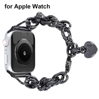 Rozsdamentes Acél Lánc Karkötő Apple Nézni Zenekar SE Series 7 6 5 4 3 Fém Watchband Heveder 38mm 40mm, 41 mm-es 42mm 44mm 45mm Lány