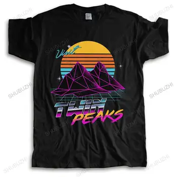 Vaporwave Látogatás Twin Peaks póló Férfi Tiszta Pamut Hegy Póló Top Divat Rövid Ujjú Nyári Tshirt 90-es években a TV-T-shirt Merch