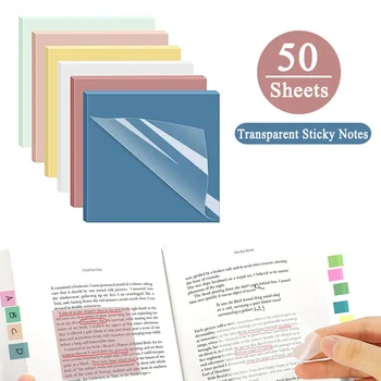 Vízálló Átlátszó 50 Memo Pad Sticky Notes Könyvjelző Jelölő Memo Matrica, Papír, Irodában, Iskolában Tanuló Kellékek, Írószer