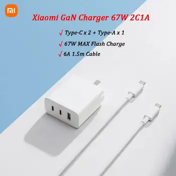 Xiaomi 67W GaN Töltő 2C1A PD Gyors Töltés 1,5 m 6A Adat Kábel Xiaomi Mi Gan Töltő 67W 2C1A Készlet