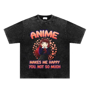 A Hip-Hop, Anime, Manga Vintage Póló Harajuku Japán Férfi Póló 100% Pamut Túlméretezett póló, Rövid Ujjú Kerek Nyakú Póló