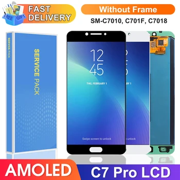 A Super AMOLED kijelző Samsung Galaxy C7 Pro Lcd Kijelző Digitális érintőképernyő Csere Samsung C7 Pro C7010 C701F C7018