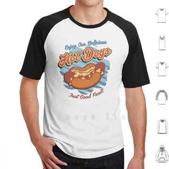 Finom hot-dogot, Póló, Férfi pamut Pamut S - 6xl Étel, Csípős Kolbász Snack Ebéd Amerikai Hús Gyorsétterem Étkezés, Szendvics