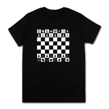 Férfi T-Shirt Sakk Pamut Póló Személyiség Új Design Király, Királynő Társasjáték Ló Rajongó Játékos Póló Legénység Nyak Ruha Nyomtatás