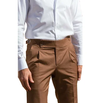 Gwenhwyfar pamut kevert szövet nadrág , tömör színek ,Állítható biztonsági öv , alkalmi férfi munkaruha, nadrág , több, mint 10 szín