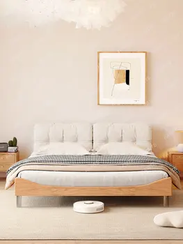 Japán stílusú felhő ágy teljes tömör fa ágy 1,8 m log szél dupla puha ágy 1,5 m-modern hálószoba felfüggesztés ágy