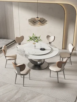 Kerekasztal-rock-testület étkező asztal nagy család high-end modern, egyszerű, étkező asztal lemezjátszó kerekasztal