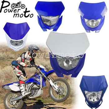 Kék Univerzális Motorkerékpár Fényszóró Dirt Bike MX Enduro Fej Fény a Yamaha WR250F/X WR450F YZ XT TTR230 Motocross H4 12V 35W