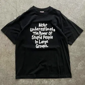 Ne Nézz Le Senkit Betű Nyomtatás Unisex Grafikus Fekete póló Nyári Laza Tiszta Pamut Rövid Ujjú Alkalmi Felsők Pólók