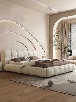 Olasz minimalista eldobható Technológia ruhával hálószoba nagy ágy nettó piros puff ágy 1,8 m fény luxus ruhával művészeti ágy matrac