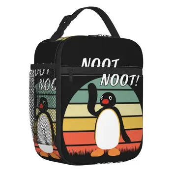 Pingu Nem Nem Szigetelt Ebéd Női Táskák Ulzzang Pingvin Resuable Hűvösebb Termikus Bento Box Gyerekek Iskolába a Gyerekek