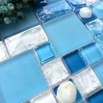 Tenger kék kristály üveg mozaik csempe Spa medence konyha csempével