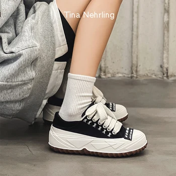 TinaNehrling Kényelmes Utcai Deszkás Cipő Női Meteor Sorozat Divat Márka koreai Alkalmi Sport Fehér Tábla Cipő