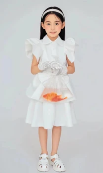 Új 2023 Vintage Hercegnő, Egy darabból Menyasszonyi Íj Brithday Fél Elegáns gyerek Ruha Gyerek Ruhák, Fiatal Lány Ruhák kosztümöt majd